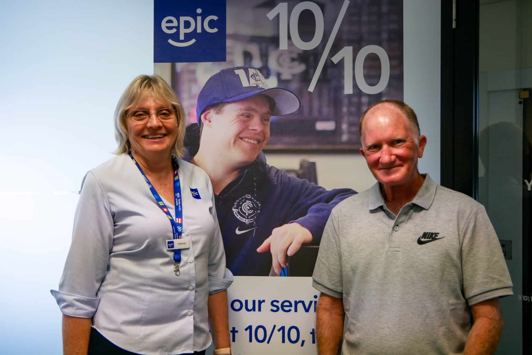 Simon stands with his EPIC Employment Consultant at EPIC's Kippa-Ring office